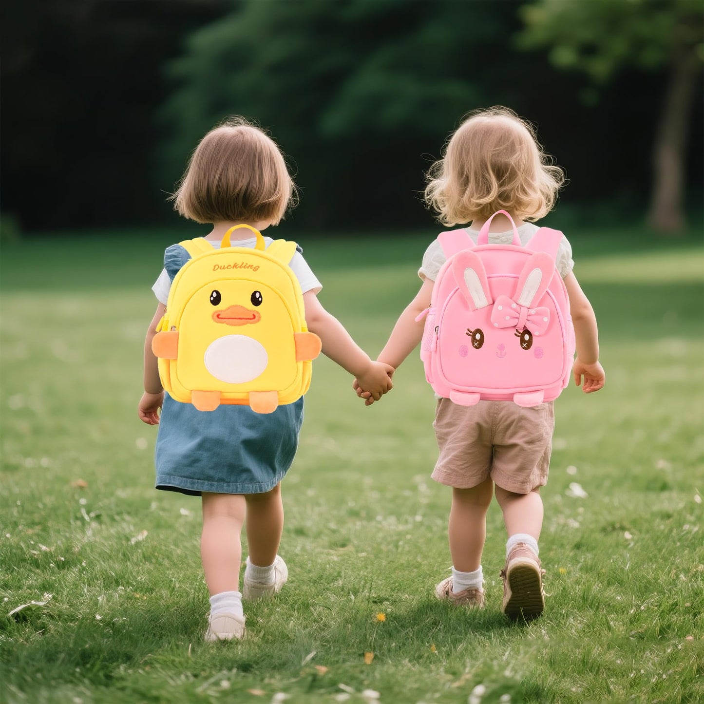 Toddler Backpacks for Boys Girls 2-4 Cute 3D Kids Duck Schoolbag with Baby Leash for Small Preschool Kindergarten Bookbag Cartoon Mini Travel Bags 10inch (Yellow)