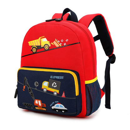 Car Dinosaur Kids Toddler Backpack for Boys and Girls Children Waterproof Preschool Bag(Red Music Party)