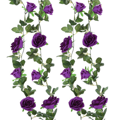 Felice Arts 2 Pack Pink Artificial Rose Garland Each 6.5FT Fake Rose Vine Hanging Floral Garland for Wedding Flowers Table Centerpiece Arrangement Baby Shower Decor