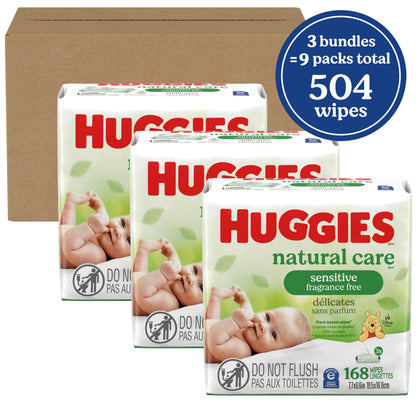 Huggies Natural Care Sensitive Baby Wipes, Unscented, Hypoallergenic, 99% Purified Water, 15 Flip-Top Packs (960 Wipes Total)