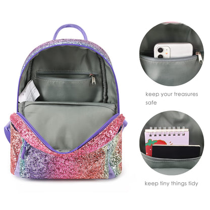 mibasies Mini Backpack for Girls Kids Rainbow Purse Dance Bag for Girls Gifts age 2 3 4 5 6 7 8 yrs