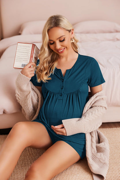 Ekouaer Women's Maternity Nursing Pajama Sets Short Sleeve Postpartum Pajamas Breastfeeding Pregnancy Clothes