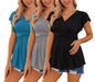Ekouaer Maternity Shirts 3 Packs Flying Short Sleeve Nursing Tops Pregnancy Clothes
