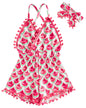 6M-3T Baby Girl Backless Bodysuit Outfit Set Romper Jumpsuit with Headband