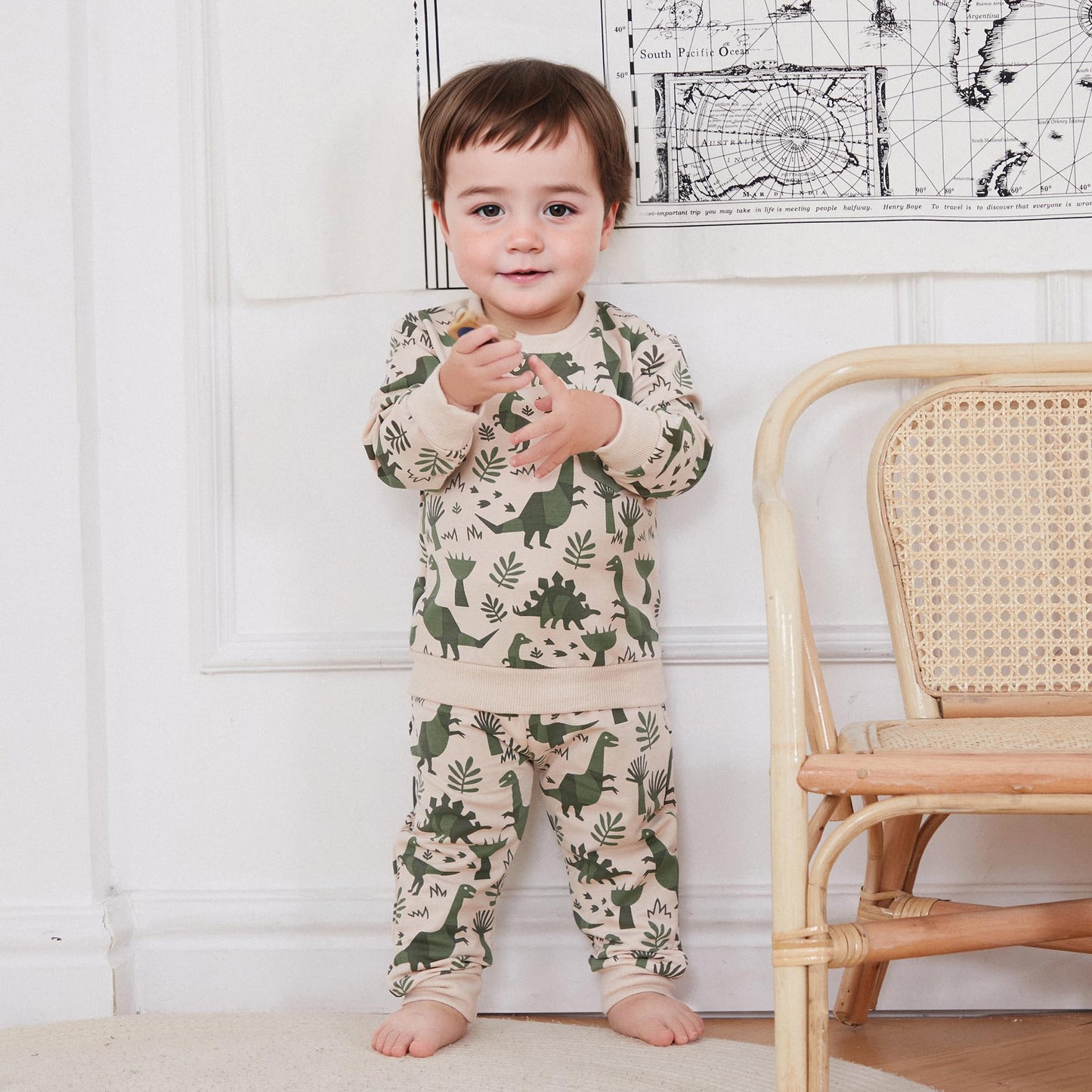 MA&BABY Toddler Boys Clothes Dinosaur Print 6 12 18 24 Months 3T 4T Outfits Long Sleeve Pullover Jogger Pant 2PC Sets