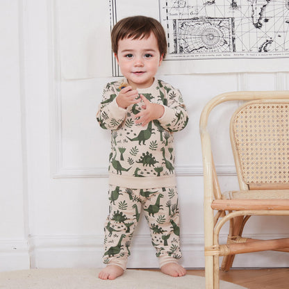 MA&BABY Toddler Boys Clothes Dinosaur Print 6 12 18 24 Months 3T 4T Outfits Long Sleeve Pullover Jogger Pant 2PC Sets