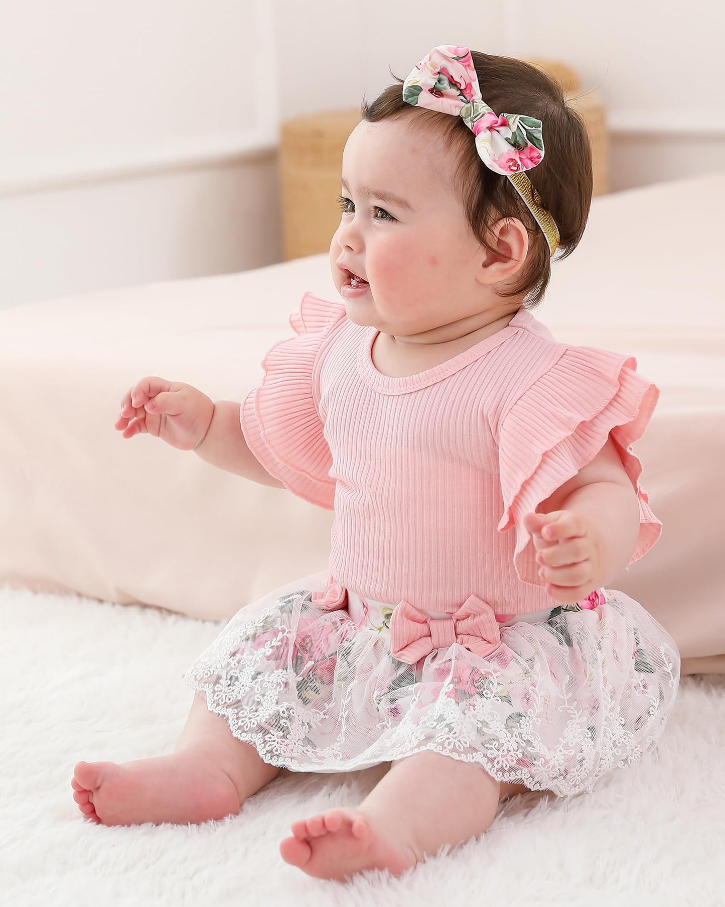 Mioglrie Preemie Clothes Girl Newborn Girl Outfits Infant Baby Girl Clothes Summer Romper Dress Shorts Set