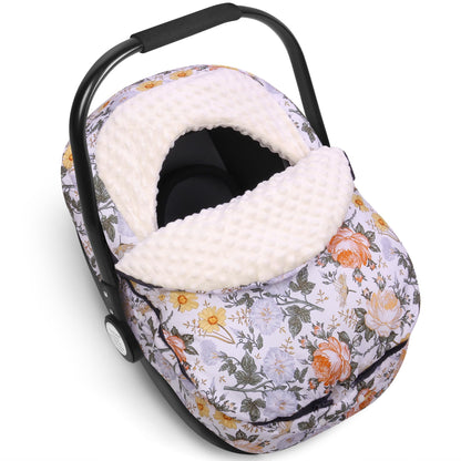 Metplus Winter Baby Car Seat Cover, Blanket-Style Winter Car Seat Canopy for Babies, Warm Plush Fleece Baby Carrier Cover for Infant Boys Girls
