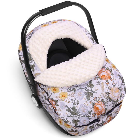 Metplus Winter Baby Car Seat Cover, Blanket-Style Winter Car Seat Canopy for Babies, Warm Plush Fleece Baby Carrier Cover for Infant Boys Girls