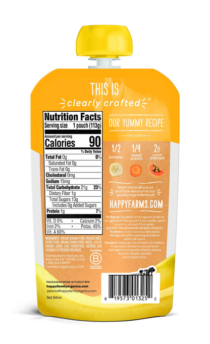 Happy Baby Organic Baby Food, Apples, Blueberries & Oats, 4 Oz