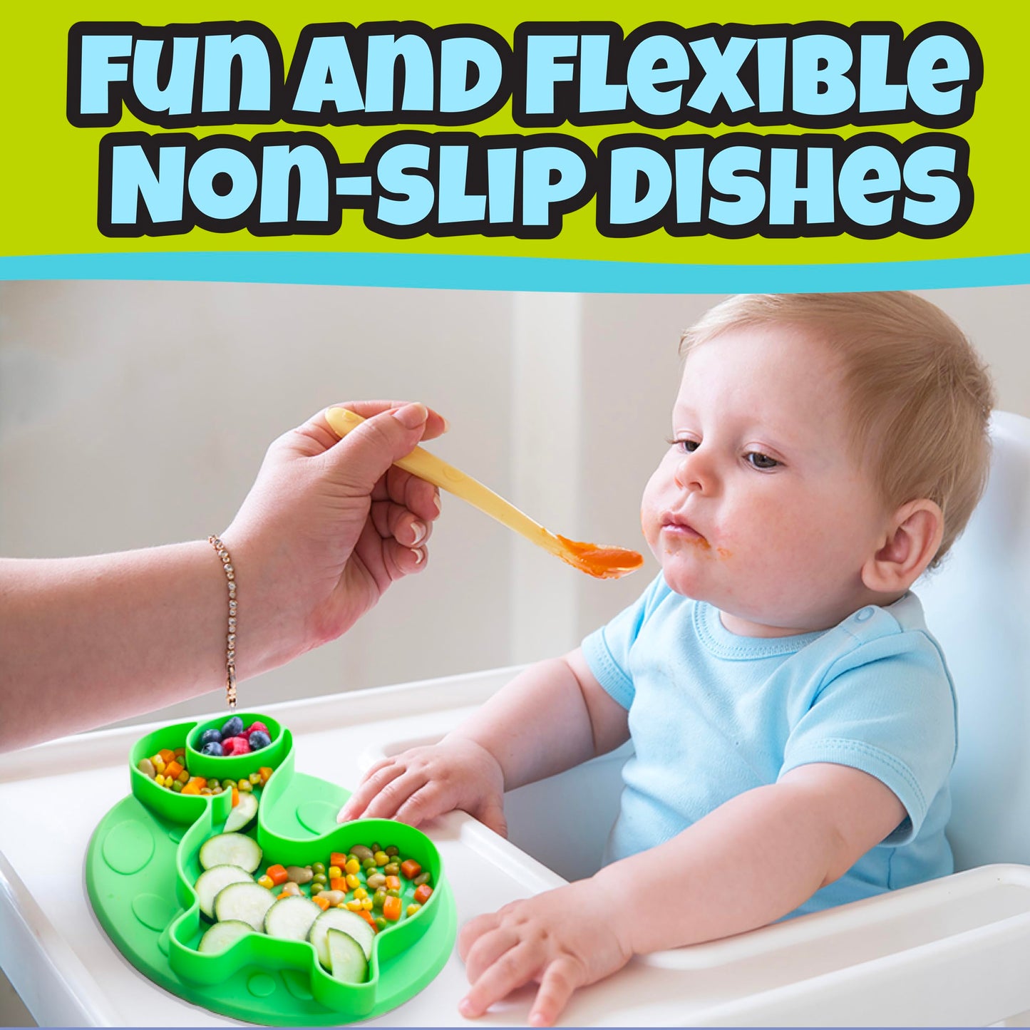 Animal Silicone Compartment Plates- 3 PK Lion, Monkey, Elephant- Large Divided Sections for Easy Grabbing Baby Food Training, Non-Slip Unbreakable Material, Flexible Shapes for Toddlers, Kids-BPA Free
