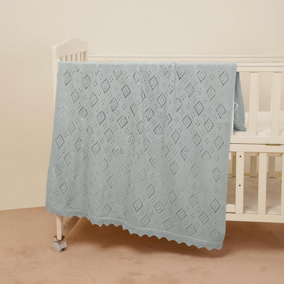 mimixiong Baby Swaddle Blanket 100% Cotton Gender Neutral Pointelle Receiving Blanket for Boys Girls Cuddle Stroller Crib Blanket (Oatmeal)