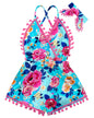 6M-3T Baby Girl Backless Bodysuit Outfit Set Romper Jumpsuit with Headband