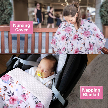Rquite Car Seat Cover Baby, Carseat Covers Baby Boy, Minky Infant Car Seat Cover Winter, Peekaboo Opening Car Seat Canopy, Multi-use Baby Carrier, Stroller, Nursing Cover, Minky Blanket, Dinosaur