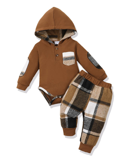 Renotemy Newborn Baby Boy Clothes Infant Boy Outfits Baby Hoodie Romper Fall Winter 0 3 6 9 12 18 Months Baby Clothes for Boy