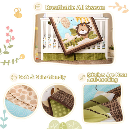 Wowelife Safari Crib Bedding Set, 3 Piece Safari Baby Bedding Set Brown, Premium Baby Crib Bed Set, Breathable and Soft for Baby Boy and Girl
