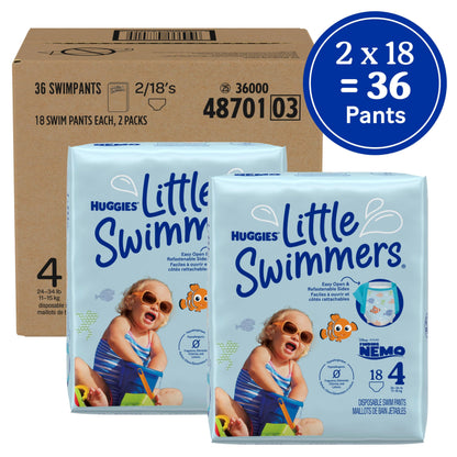Huggies Little Swimmers Disposable Swimming Diapers, Size 4 (24-34 lbs), 18 Ct
