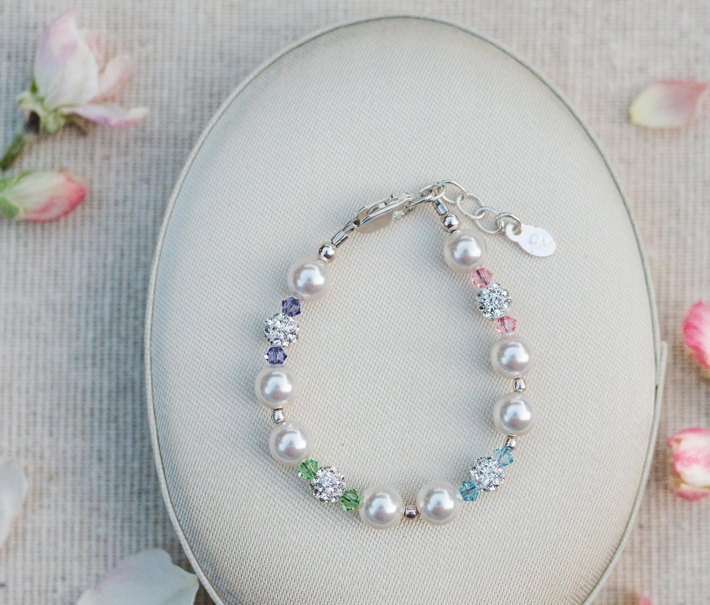 Cherished Moments Children's 14K Gold-plated or Sterling Silver Bracelet with Stardust Beads and Austrian Crystals for Babies, Infants, Toddlers, and Girls Jewelry Gifts