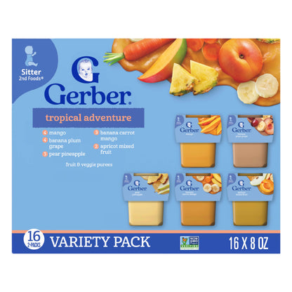 Gerber Stage 2 Baby Food, Super Blends Puree Tubs, No Added Colors or Flavors, Baby Puree, Variety 32-Pack