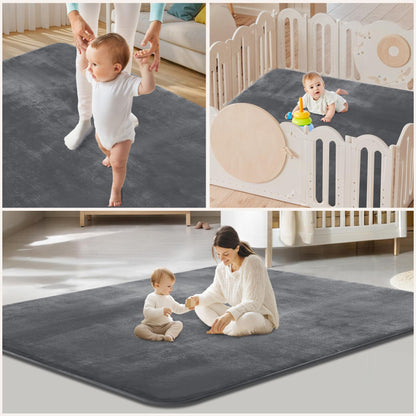 Thick Baby Play Mat for Floor,50 x 50 Playpen Mat,Tummy Time Foam Mat,Ultra Soft Support & Plush Feel,Easy Care with Non-Slip Cushioned for Infant,Kids and Toddler Crawling,Beige