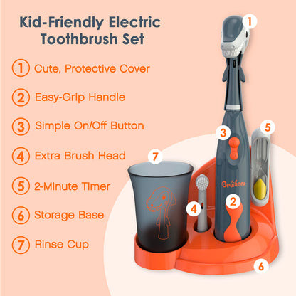 Brusheez Kids’ Electric Toothbrush Set - Safe & Effective for Ages 3+ - Parent Tested & Approved with Gentle Bristles, 2 Brush Heads, Rinse Cup, 2-Minute Timer, & Storage Base (Sparkle The Unicorn)