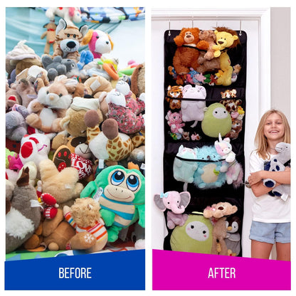 Lilly's Love Corner Stuffed Animal Toy Storage Hanging Organizer | 5 Expandable Mesh Net Pockets, Stores Loads of Plush Toys | Large Plushie Display for Boys, Girls | Pink