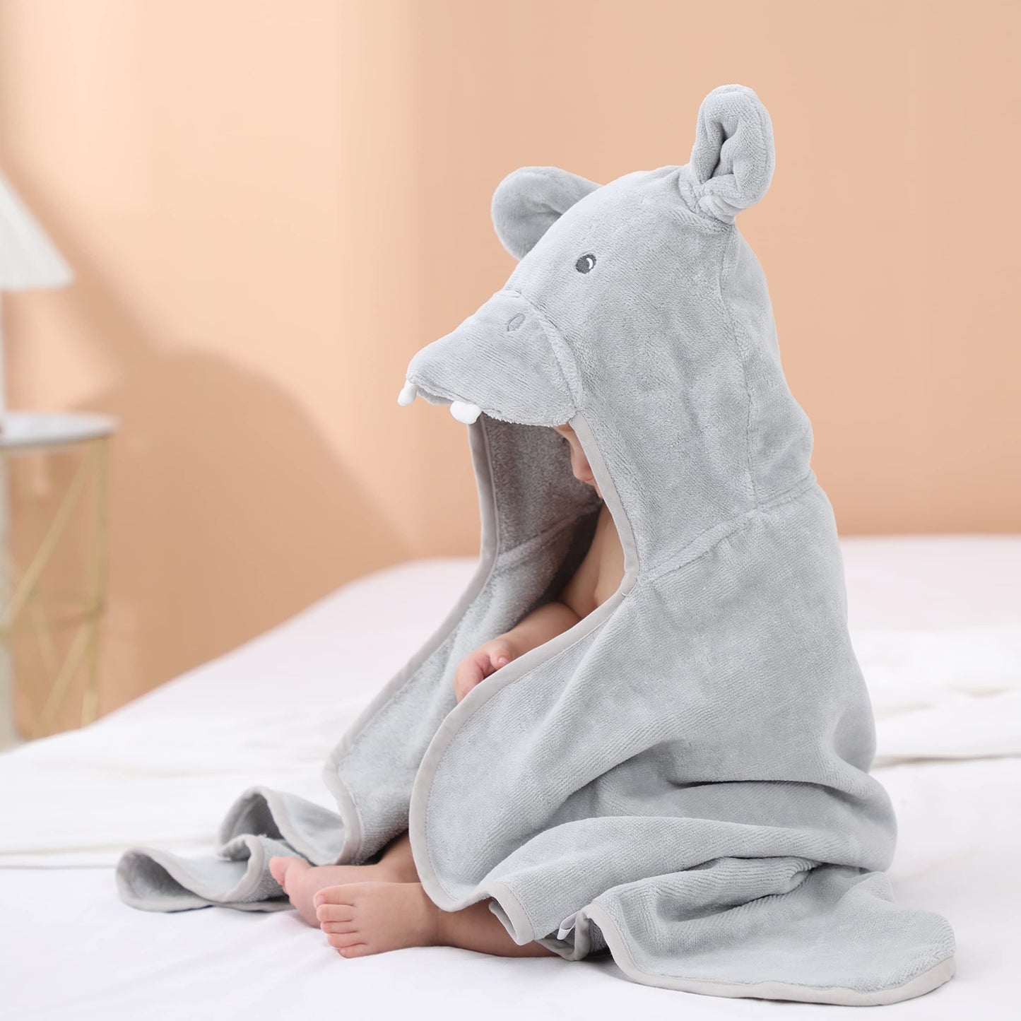 Baby Hooded Towel with Unique Animal Design Ultra Soft Thick Cotton Bath Towel for Newborn (Bunny)