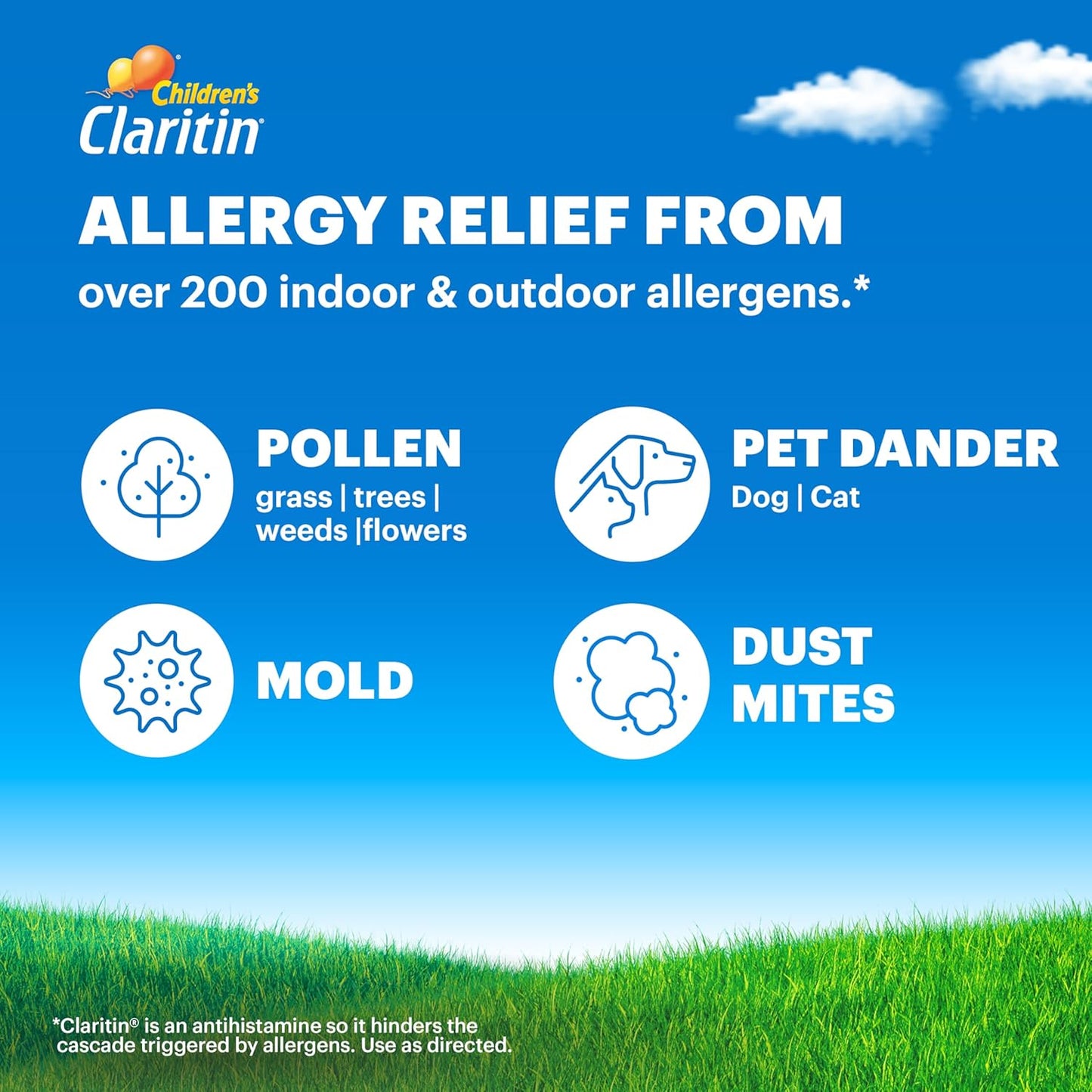 Claritin Children's Allergy Medicine, 24-Hour Non-Drowsy Loratadine 5mg, Antihistamine Liquid for Kids Aged 2 Years and Older, Grape Flavored, 8 fl oz.