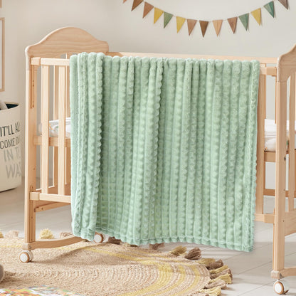 HOMRITAR Baby Blanket for Boys Girls Fleece Super Soft Plush Fuzzy Cozy Toddler Blanket with Square 3D Jacquard Grid Design Luxury Lightweight Bed Blanket for Newborn Infant Cream, 30 x 40 Inch