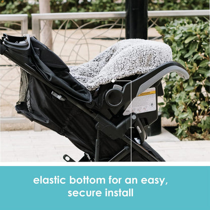JJ Cole Winter Baby Car Seat Cover - Winter Car Seat Cover for Baby Seat or Stroller - Infant Car Seat Covers with Warm Sherpa Lining - Cuddly Gray