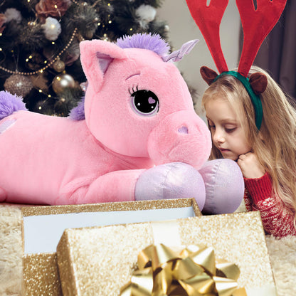 43" Giant Unicorn Stuffed Animal, Unicorn Plush Pillow Toys Big Plushy Fluffy, Gift for Girls Kids Boys Girlfriend, White & Purple
