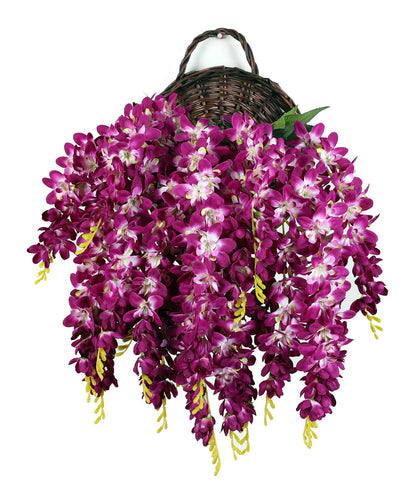 Duovlo Silk Wisteria Flower Artificial 2.13 Feet Hanging Wisteria Vine Fake Flower Bush String Home Party Wedding Decoration,Pack of 4 (Pink)