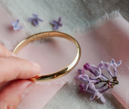 Personalized 14K Gold-Plated Baby Bangle Bracelet Gift for Infant, Toddler, Kids, Teens or Women Bracelet, Custom Jewelry with Engraved Name