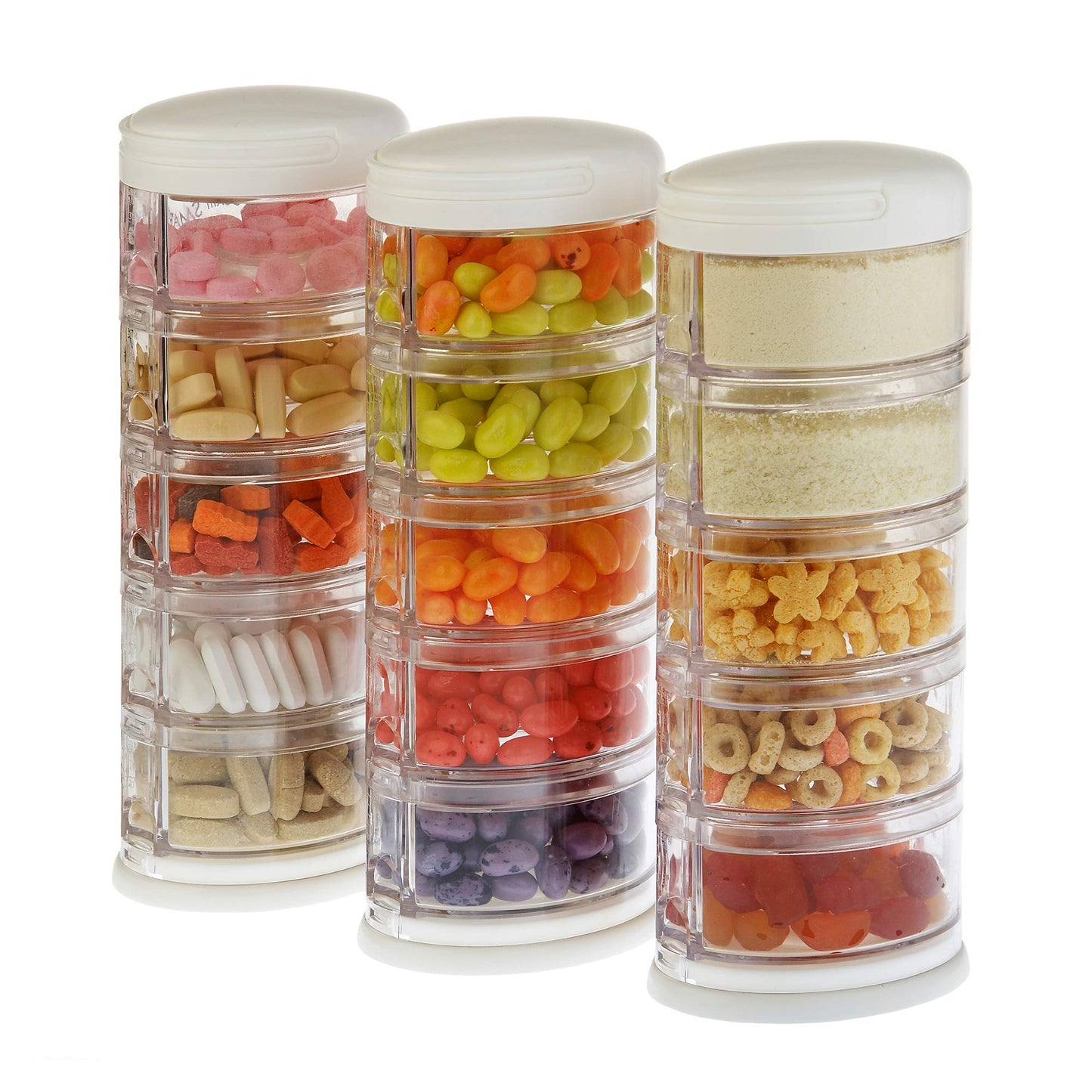 Innobaby Packin' Smart Stackable and Portable Storage System for Formula, Baby Snacks and More. 5 Stackable Cups in Lime Sorbet. BPA Free.