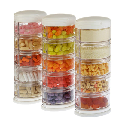 Innobaby Packin' Smart Stackable and Portable Storage System for Formula, Baby Snacks and More. 5 Stackable Cups in Lime Sorbet. BPA Free.