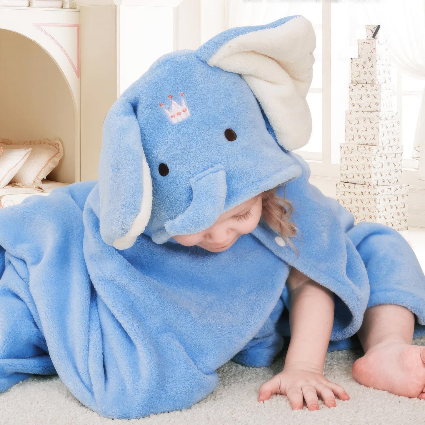 Toddler Hooded Bath Towel 27.5" X 55" Baby Towels with Hood Frog Soft Absorbent Toddler Towel Poncho Baby Hooded Blanket for Boys Girls