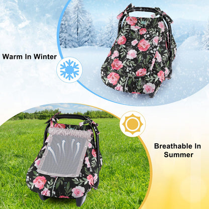 Unicorn Castle Baby Car Seat Cover Infant Car Seat Covers for Babies Breathable Car Seat Canopy Mesh Window Carseat Cover for Four Seasons Newborn