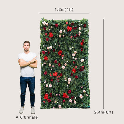 Artificial Luxury‌ Flower Wall Panels, Gorgeous 3D Silk Floral Backdrop for Wedding, Baby Show, Party and Home Decor, Quick Assembly/Storage, Eco ＆ Pet Friendly, 2 pcs, Each Panel 2*8 ft.
