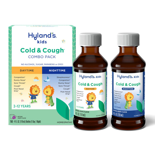 Hyland's Kids Cold and Cough, Day and Night Combo Pack, Cold Medicine for Ages 2 and up, Syrup Cough Medicine for Kids, Nasal Decongestant, 4 Fl Oz (Pack of 2)