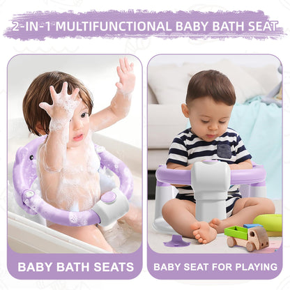 Baby Bath Seat for Babies 6 Months & Up, Toddler Bath Seats for Babies Sitting Up, Non-Slip Infant Bath Tub Chair with 4 Suction Cups & Soft Cushion for Shower, Compact Toddler Bathtub Seat, Pink
