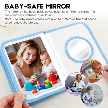 Baby's My First Photo Album for Baby Holds 21 4x6 Photos, Baby Photo Album Soft Cloth Family Book, My First Family Album for 4x6 Baby Shower Kids Toddlers Family Pictures, Toddler Photo Album (Blue)