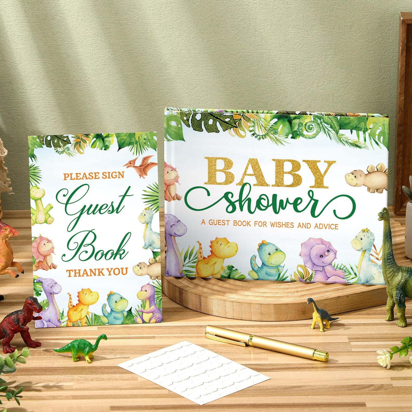 27 Pcs Butterfly Floral Baby Shower Guest Book Set Baby Shower Sign in Guest Floral Book Place Table Cards with Gold Pen Adhesive Photo Corner for Birthday Party