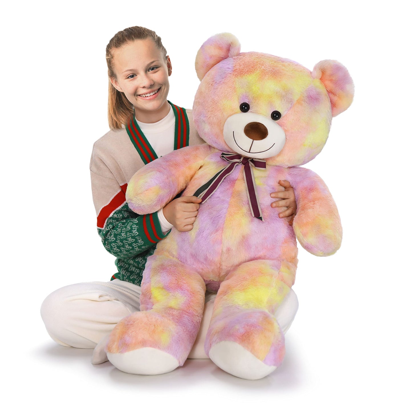 Tezituor 59" Gaint Teddy Bear Stuffed Animal,5ft Life Size Big Teddy Bears,Light Brown Cute Soft Plush Toy,Gifts for Kids Girls Boys Girlfriend Valentine,Christmas,Birthday,Baby Shower,Wedding Party