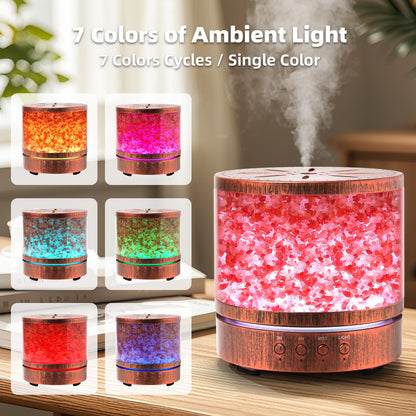 Essential Oil Diffuser Aromatherapy Diffuser - Himalayan Pink Salt Crystal Diffusers for Essential Oils with 7 Color Lights 2 Mist Mode, Reduce Noise Design for Baby Room, Yellow