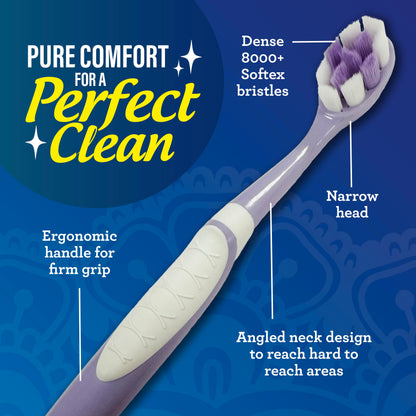 GuruNanda Butter On Gums Toothbrush, ADA Accepted, with 8000+ Ultra Soft Softex Bristles for Sensitive & Receding Gums, Perfect for Whiter Teeth, 8 Ct
