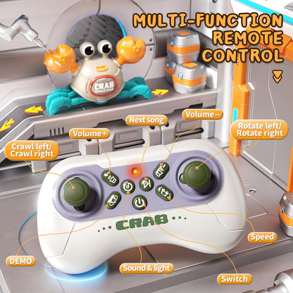 Remote Control Crawling Crab Baby Toy, Dancing Crab with Light & Music, Infant Tummy Time Toys 3 4 5 6 7 8 9 10 11 12 Months Old for Babies, Learning Crawl Walking Toddler Gifts for Boys Girls