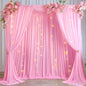 10x10ft Pink Backdrop Curtain with Lights String for Parties Wedding Wrinkle Free Soft Curtains Photo Backdrop Drapes for Girls Birthday Baby Shower Background Decorations 5x10ft, 2 Panels