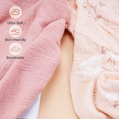 2 Pack Muslin Changing Pad Cover for Baby Girls Boys, 100% Cotton Fitted Baby Diaper Changing Table, Soft and Breathable Changing Pad Sheets, Pink