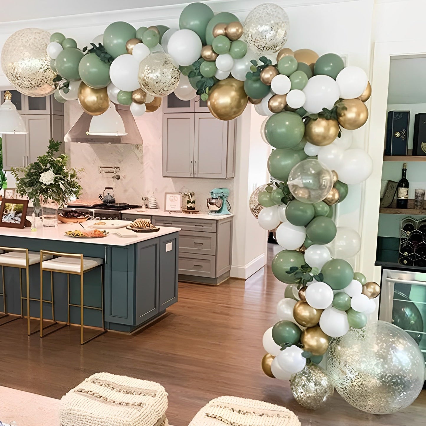 Baby in Bloom - Kit de arco de globos de 139 piezas, guirnalda de globos color verde salvia pastel y rosa para decoración de fiesta de cumpleaños de baby shower