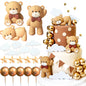 JeVenis Luxury Pink Bear Cake Decoration Baby Bear Baby Shower Cake Topper Bears Train Cake Decoration Baby Shower Birthday Cake Decoration
